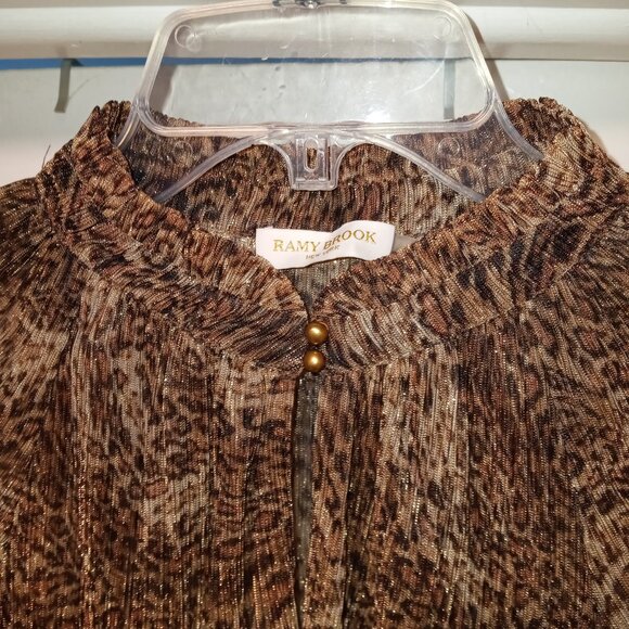Joie Leopard Print Ruffle Cuff Top Blouse Size SP - Picture 3 of 9